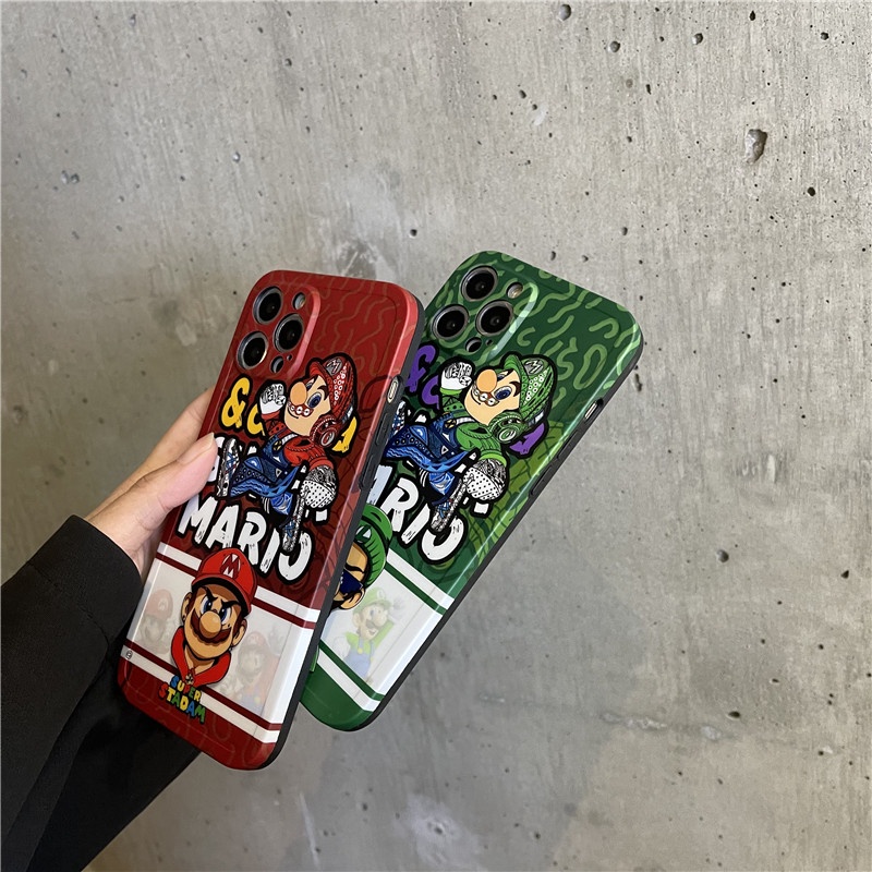 Cartoon Super Maria Phone case  iPhone 7 8 Plus 12 11 8 X XR XS MAX 13 11pro 12 pro Max SE 2020 Straight edge Matte Soft TPU Cover