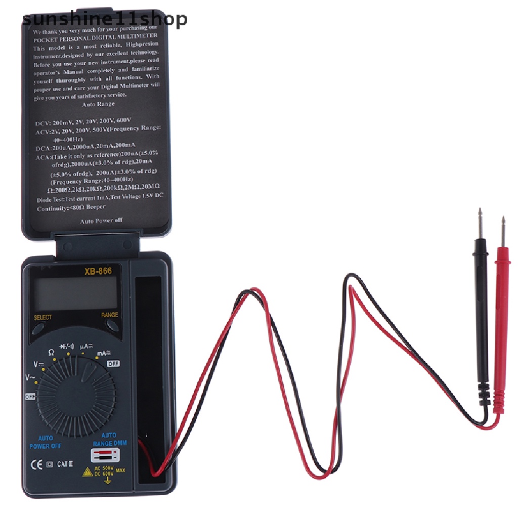 Sho XB866 Multimeter / Voltmeter Digital Mini Dengan LCD Auto Range AC / DC