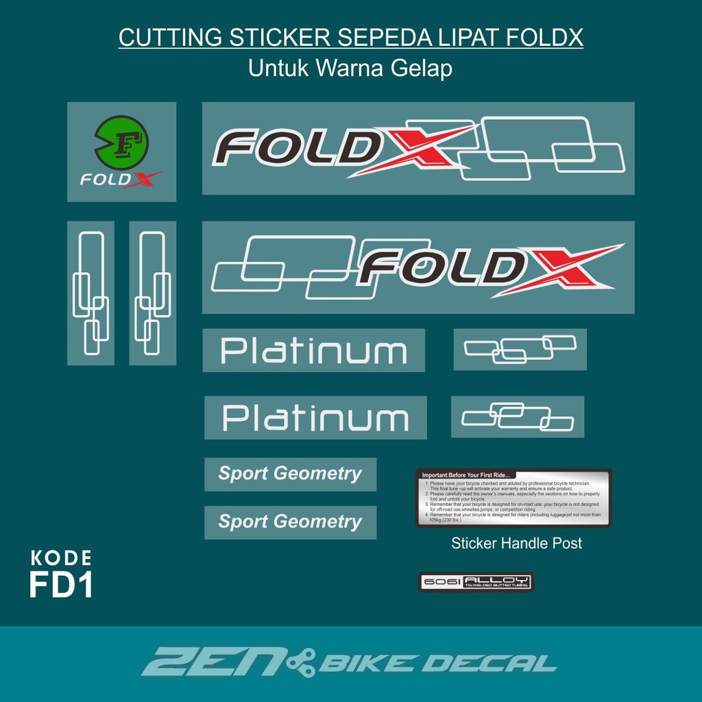 CUTTING STICKER FRAME SEPEDA LIPAT MOTIF FOLDX