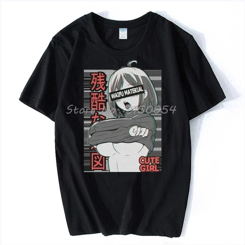 Kaos Anime Gadis Ecchi Waifu | Kaos Atasan Pria wanita | kaos hip hop T-Shirt Tees Harajuku Lucu
