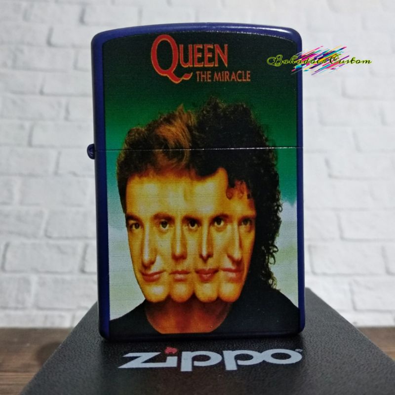 KOREK API ZIPPO BLUE MATTE CUSTOM UV PRINT QUEEN PREMIUM QUALITY