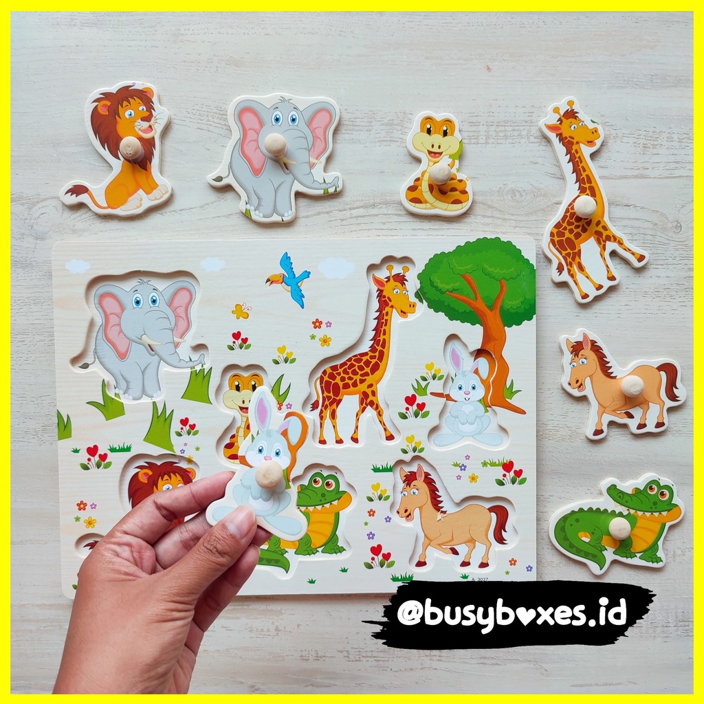 [busyboxes.id] puzzle kayu mainan edukasi anak 3 tahun mainan edukasin anak 2 tahun tema hewan binatang zoo animals - buaya