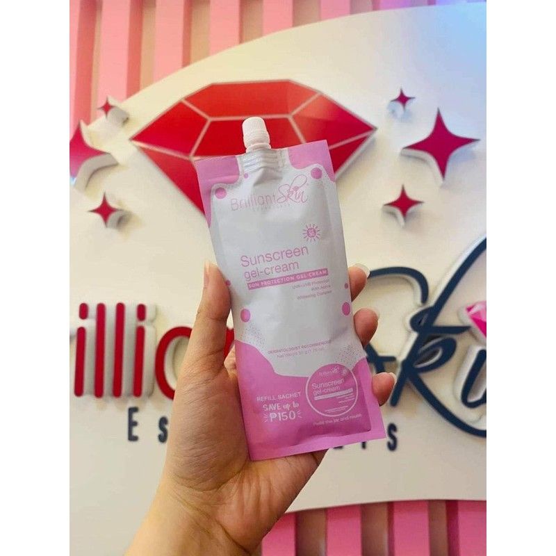 brilliant skincare  sunscreen new ecer 50gram efek pinkish