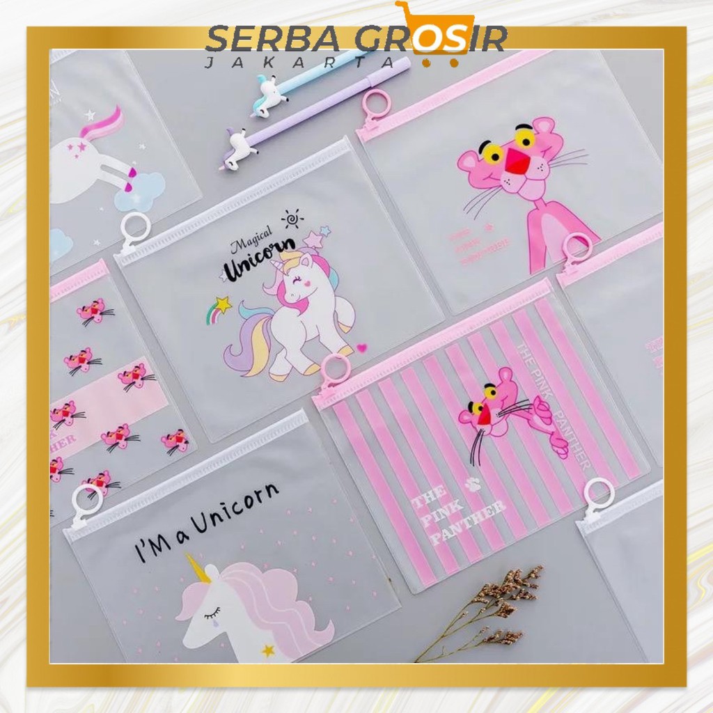 

SGJ-S119 Tempat Pensil / Tas Pounch Kosmetik Transparan Pencil Motif Karakter Unicorn Impor