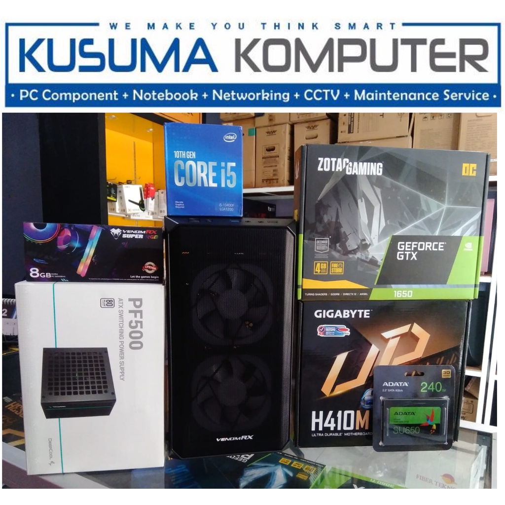 KOMPUTER PC RAKITAN INTEL CORE i5-10400F + ZOTAC 1650 SUPER + SSD 240GB
