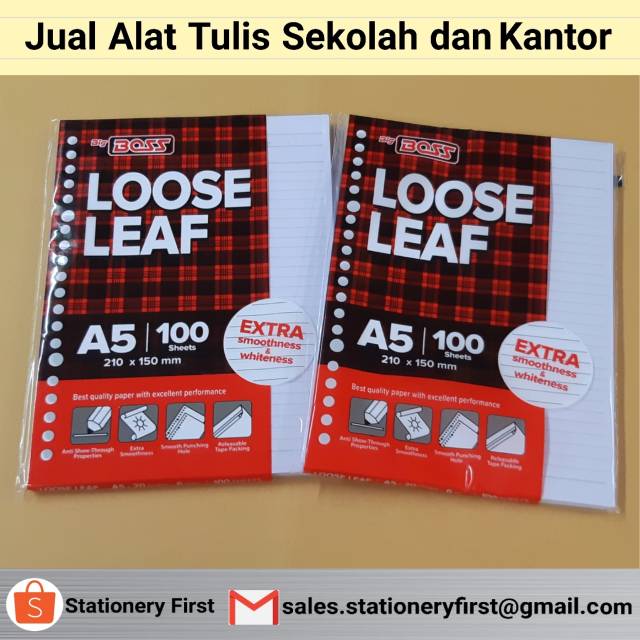 Loose Leaf Kertas File Binder A5 isi 100 Garis