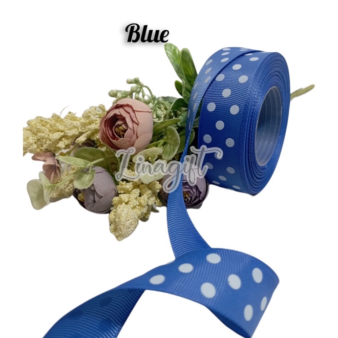 ( Meter ) GROS GRAIN POLKADOT RIBBON - PITA GROS GRAIN ONDE 1 INCH / 2.5 CM / 1 IN / GROS GRAIN / KAIN / HIASAN KADO / PARCEL HAMPERS PARSEL SNACK BINGKISAN DEKOR DEKORASI KADO