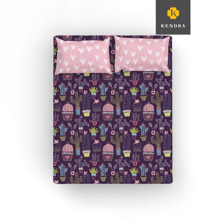 Sprei KENDRA Sprei Set Uk.160x200x20 Queen Size Cactus Love(P4B4) Seprei Kintakun Sprei Homemade Spr