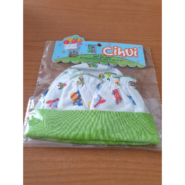 SARUNG TANGAN KAKI + TOPI BAYi CIHUI MOTIF MOBIL