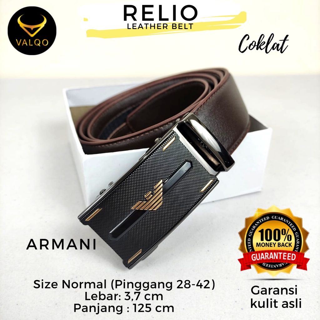 [VALQO] RELIO Coklat Ikat Pinggang Kulit Kapi Rel Sabuk Pria Normal dan Big Size