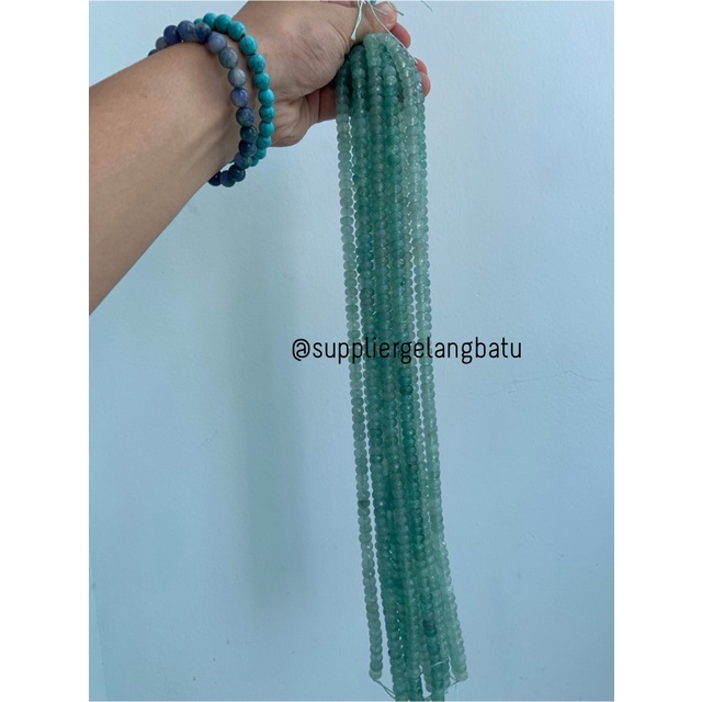 batu beads rondelle Faceted Hexagon Stone Bead 4 x 8mm giok HIJAU MUDA