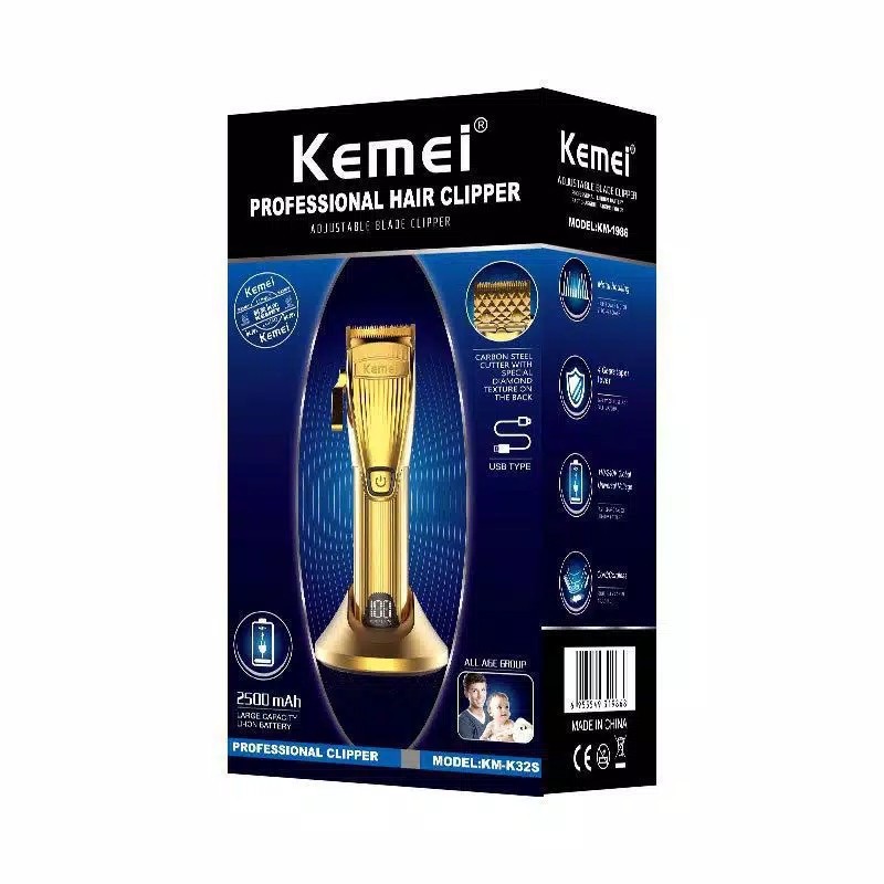 Kemei Km-K32S Alat Cukur Rambut Elektrik Wireless Rechargeable