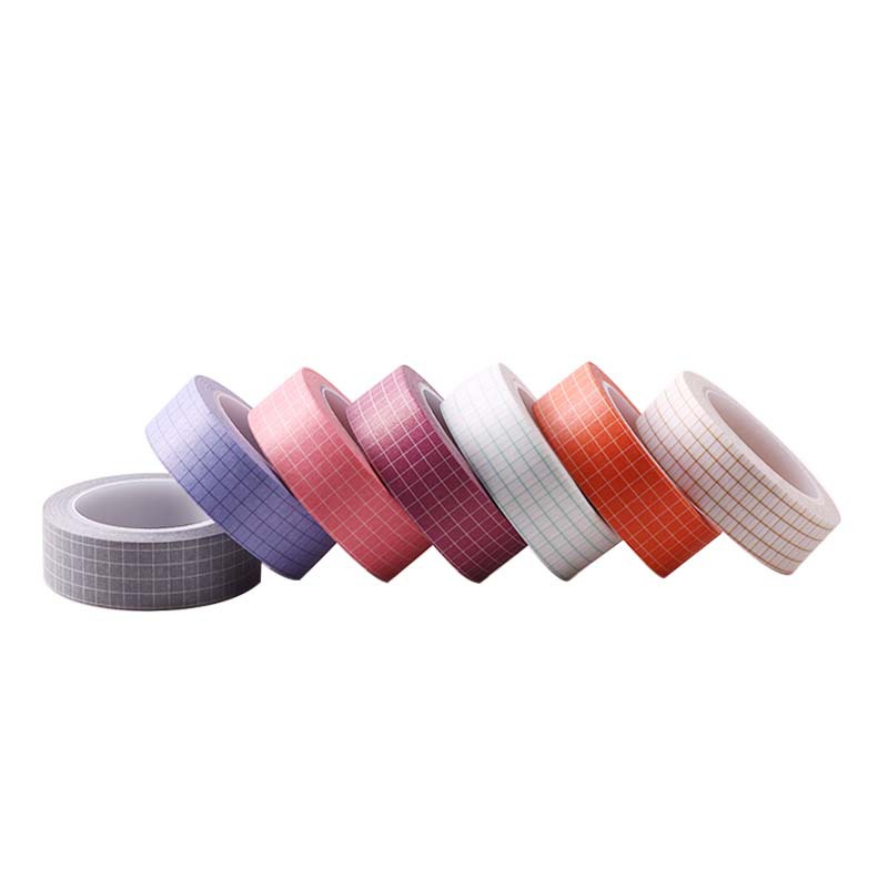 15mmx10m 7 Colors/set Journal Sticker Solid Color Grid Washi Tape Masking Tape for Scrapbooking