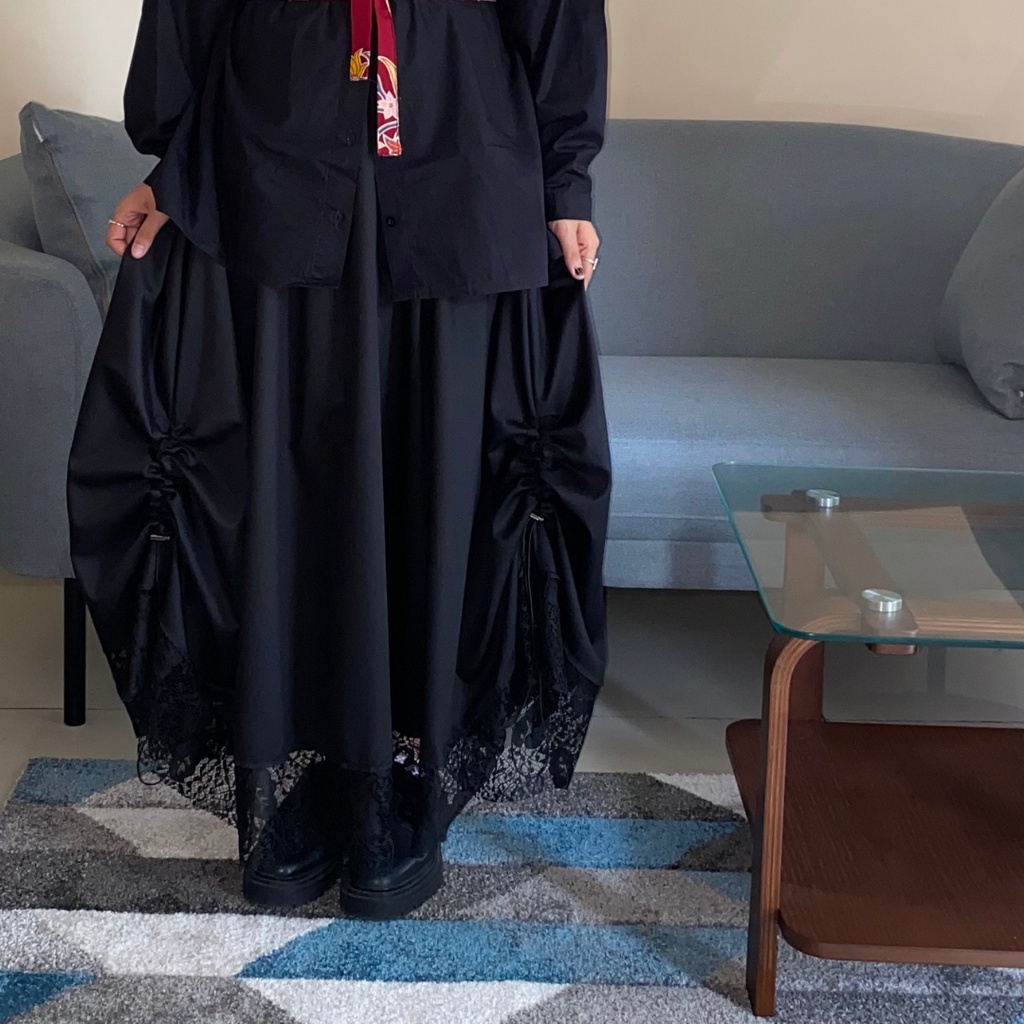 Basic Skirt Lacee, Pinggang Karet, All Size