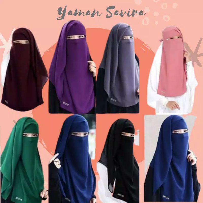 Niqab Cadar Yaman Savira Mini / Cadar Chifon Fine Niqab Yaman Panjang 72cm Double Hycont premium