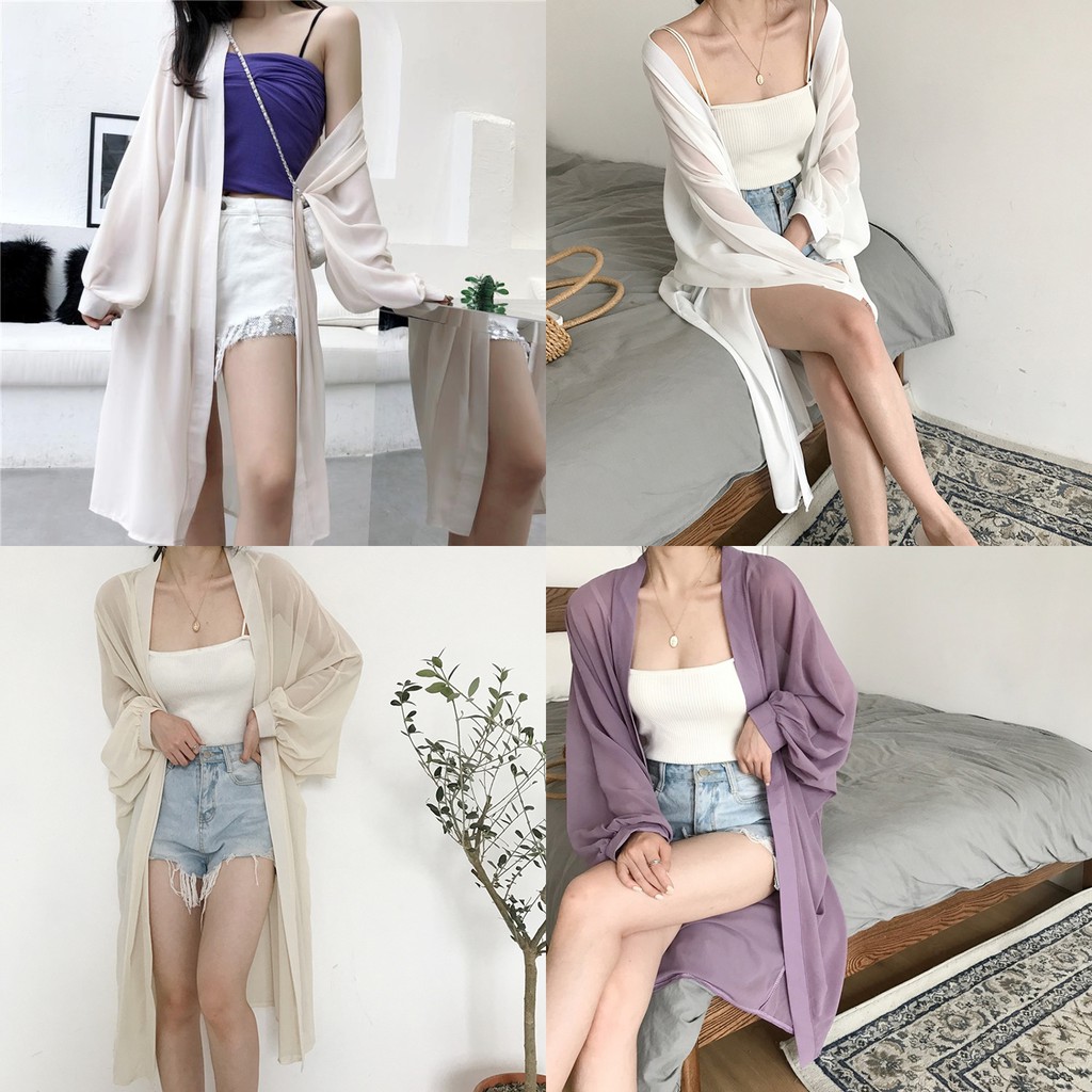 Outerwear Wanita - Sifon Outer Pure Colour