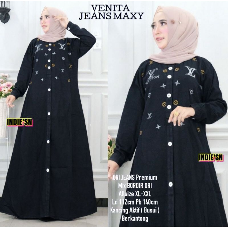 GAMIS JEANS TERBARU 2022 UNTUK WANITA MUSLIMAH DEWASA  BAJU MAXY  KEKINIAN  MODIS DAN TERPOPULER DEN