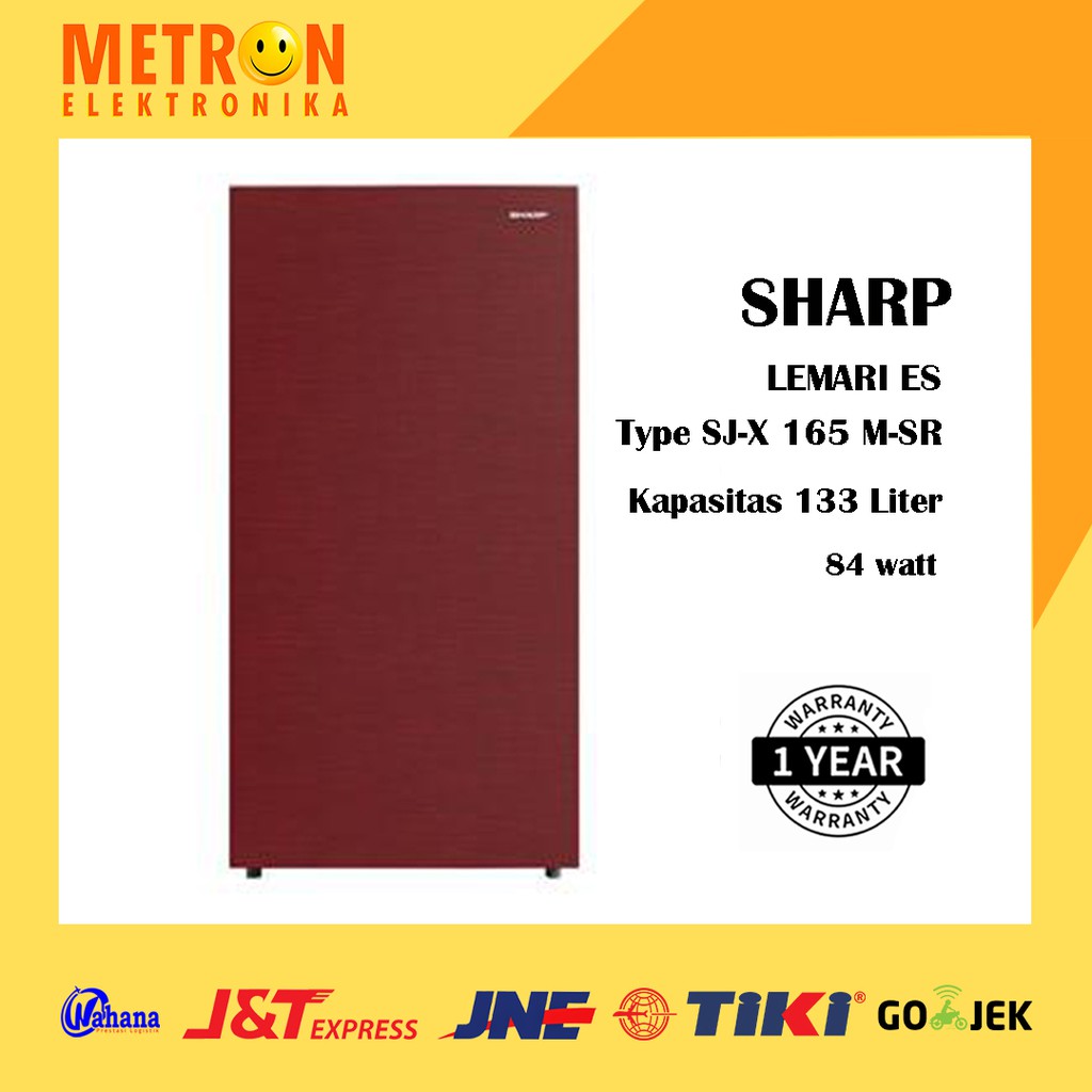 SHARP SJ X 165 M SR / RED KULKAS LEMARI ES 1 PINTU 133 LITER / TEMPERED GLASS TRAY / SJX165MSR