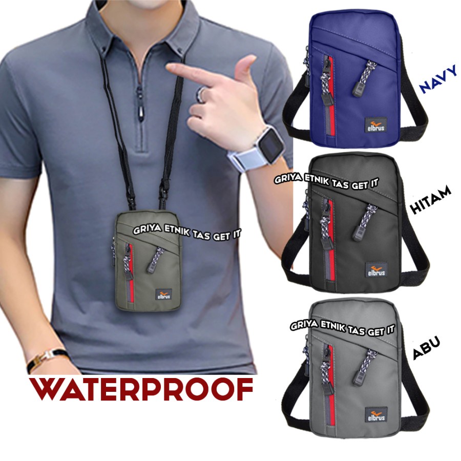 Tas Pria HP Gantung Leher Dompet Inch Waterproof Anti Air