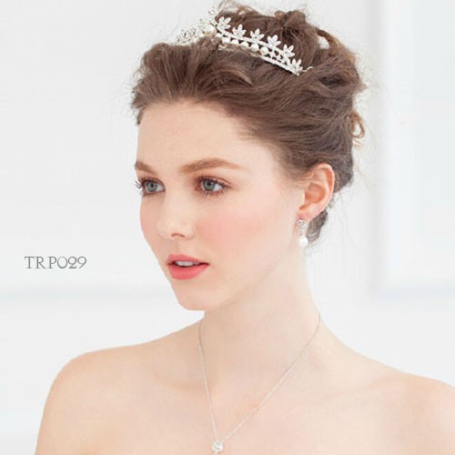 [STOK TERBATAS] TIARA PENGANTIN BRIDAL CROWN WEDDING PESTA MUTIARA PUTIH TRP029