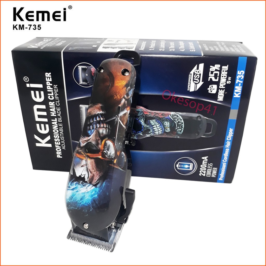 Kemei Alat Cukur Rambut Km-735 Hair Clipper Electric Rechargeable