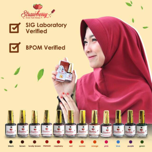 TERLARIS!!! Henna Kuku - Kutek Henna Mini Halal | Nail Henna Sah Sholat | Strawberry Nail Henna