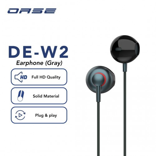 OASE Earphone DE-W2 Suara HD Audio, Anti Slip Design Kualitas Bagus Packing Exclusive Bahan