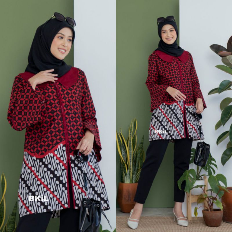 tunik batik wanita kombinasi