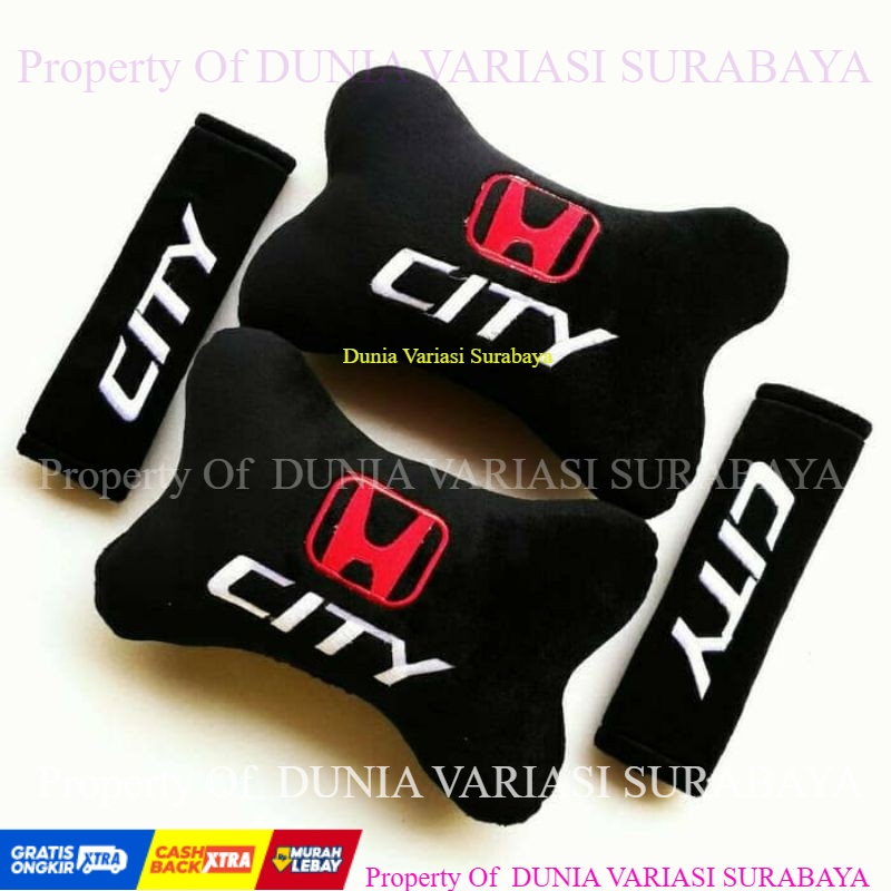 Set Bantal Jok mobil 2in1 Honda City Hitam Premium