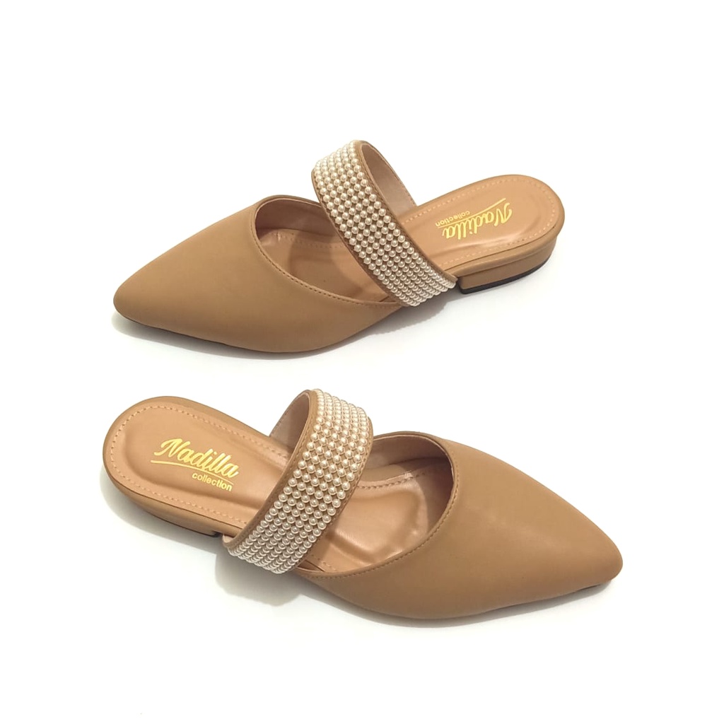 Nadilla Collection1364 Sandal Sepatu Mules Wanita Flatshoes Wanita Sepatu Sandal Mules Sepatu Teplek Wanita Terbaru