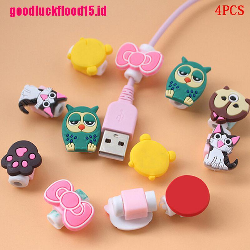 {LUCKID}4xCartoon charging cable protector cute cord protection cover organizer wire