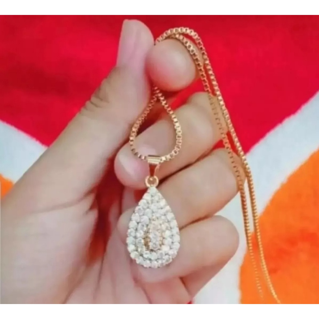 PROMO KALUNG ITALI LIONTIN OPAL TITANIUM ANTI KARAT DAN LUNTUR MODEL TERLARIS