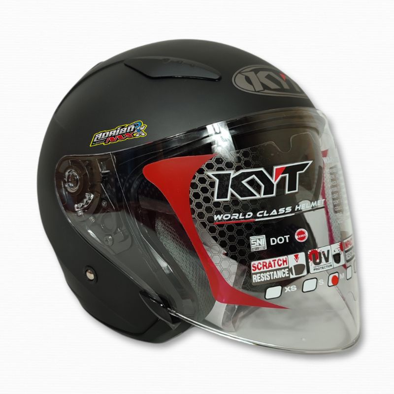 HELM KYT GALAXY FLAT R BLACK DOFF ORIGINAL HELM TOURING KYT HELM DOUBLE VISOR KYT GALAXY FLAT VISOR-1