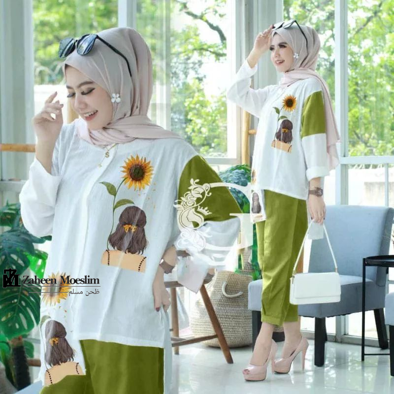 Zaheen Moeslim Cloth ~ Setelan Wanita Terbaru 2023 | Vafe Set Casual | Set Wanita Murah Terbagus Bus