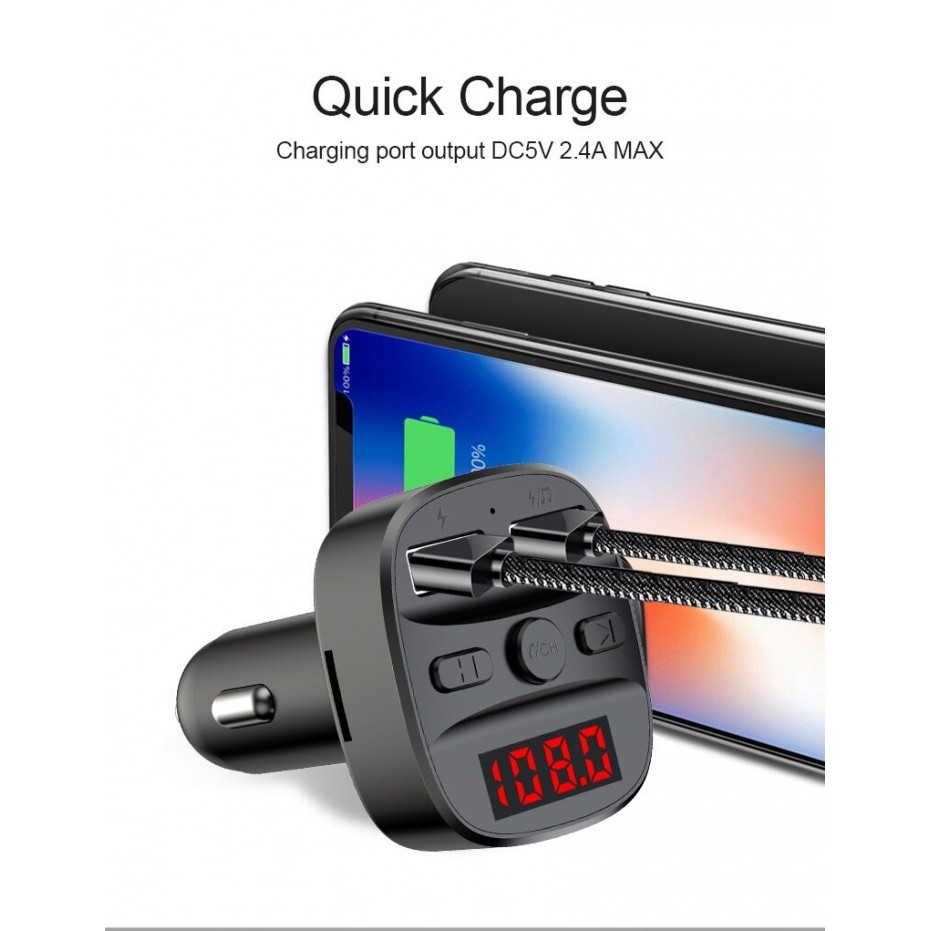 T60 - Bluetooth Handsfree MP3 FM Transmitter Dual USB Port Car Charger