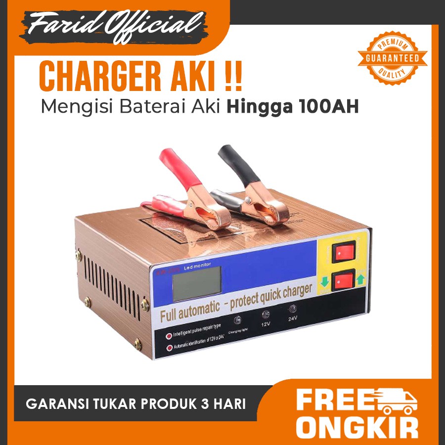 Cas Aki Motor Mobil Charger Aki Mobil Automatic Quick Charger 12/24V 100AH