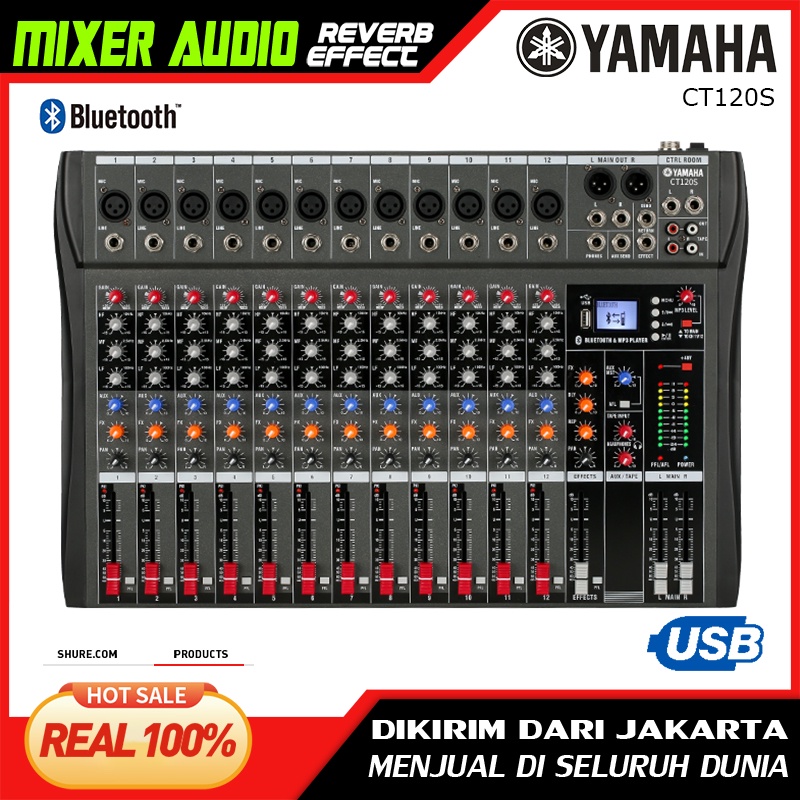 CT120S 12-channel mixer profesional mendukung PC/USB/MP3/Bluetooth playback KTV bar party recording studio band recording dan performance stereo mixer Produk baru