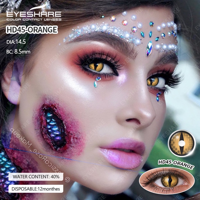 （COD）1pasang Pink Cosplay lensa kontak mata kucing warna diameter 14.5MM mata merah muda halloween softlens kawaii mata yang besar mata lucu kartun softlens 2022  new matasoftlens mata