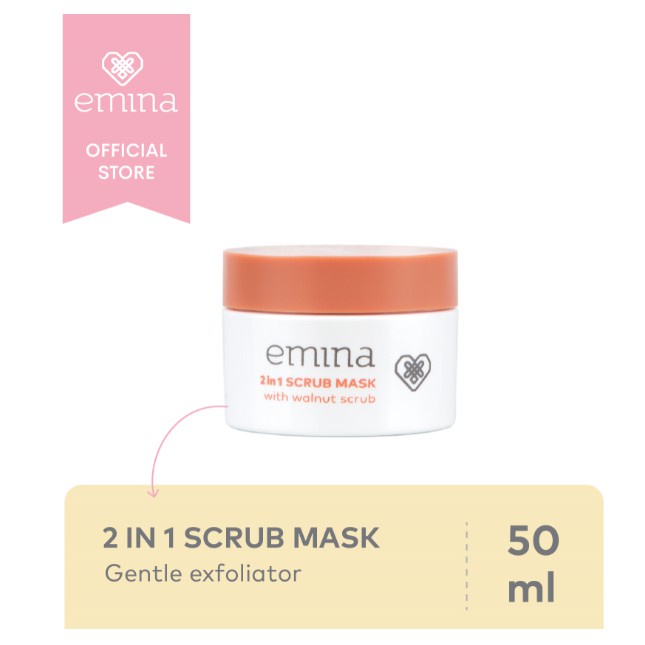 Emina 2 in 1 Scrub Mask 50 ml - emina lulur 2in1 BPOM