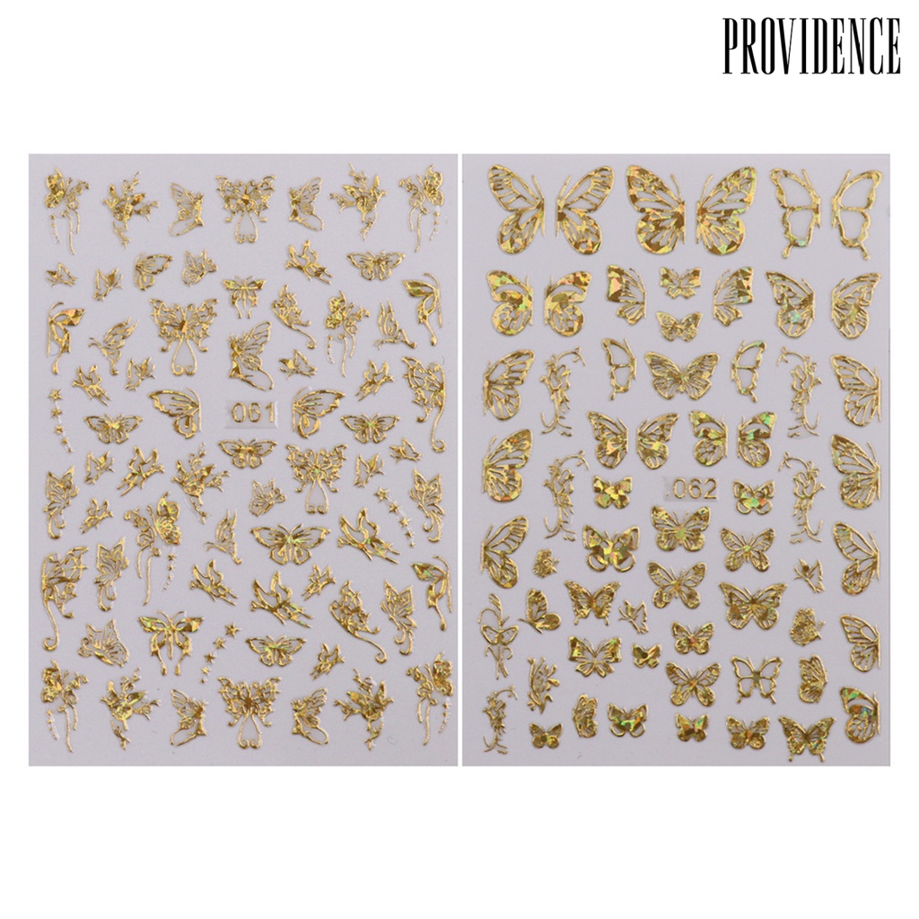 Providence 4/16Pcs 3D Butterfly Colorful Luminous Transfer Foil Nail Art Manicure Stickers