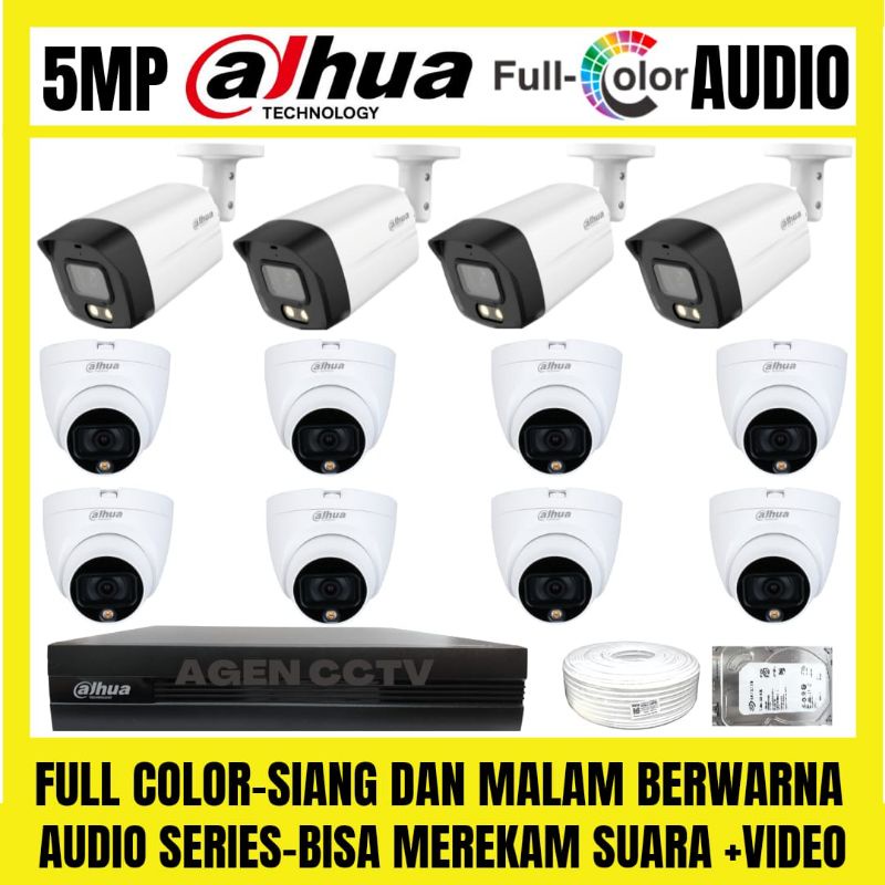 PAKET CCTV DAHUA FULL COLOR 5MP 16 CHANNEL 12 KAMERA AUDIO SERIES COLORVU