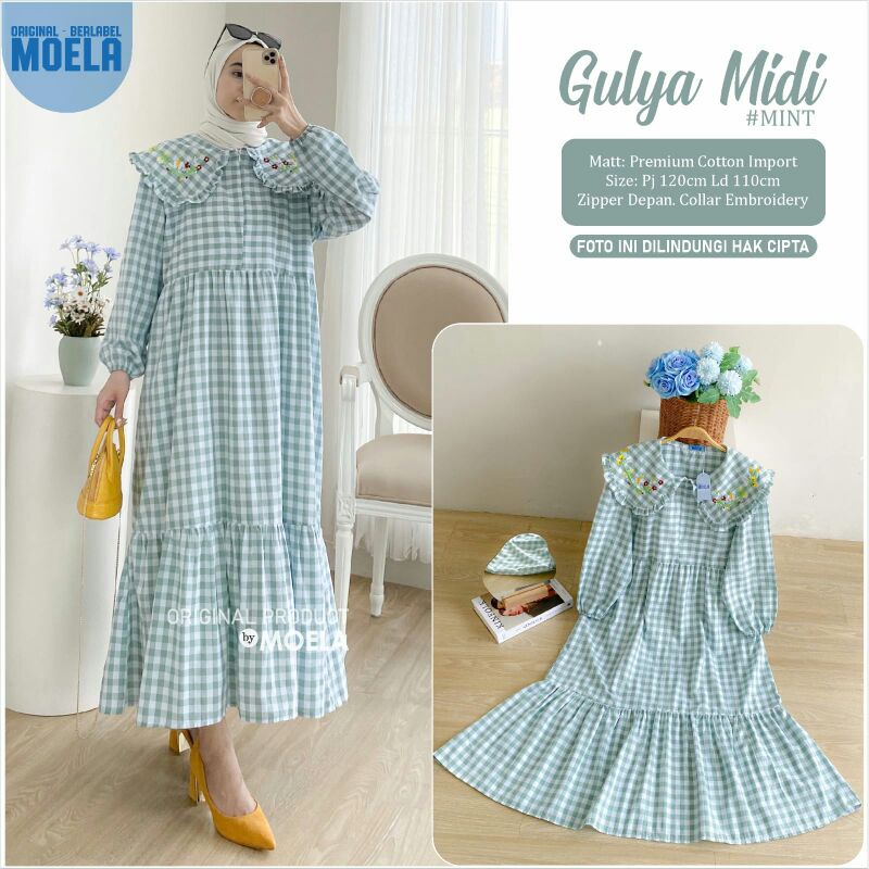 COD | STAR | GULYA MIDI ORI MOELA | DRESS MIDI ORI MERK BRANDED MURAH BAHAN PREMIUM KATUN MOTIF KOTA