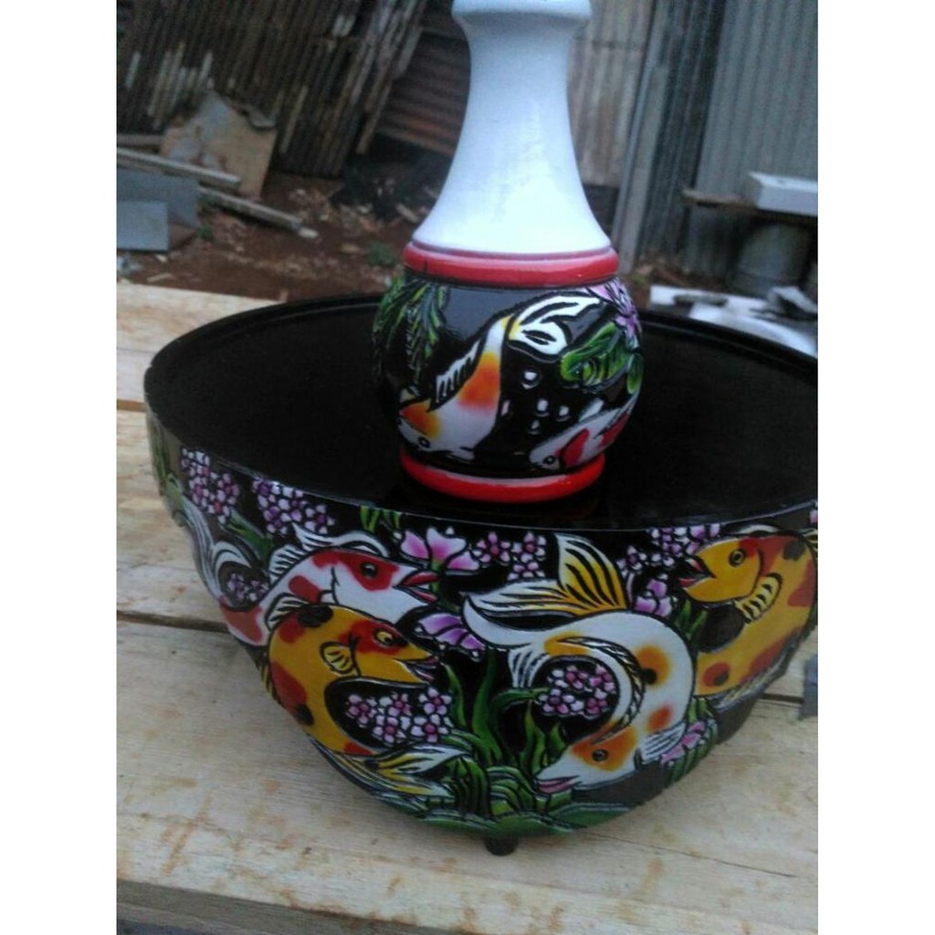 Tebok Lovebird Ukir Motif Ikan Koi