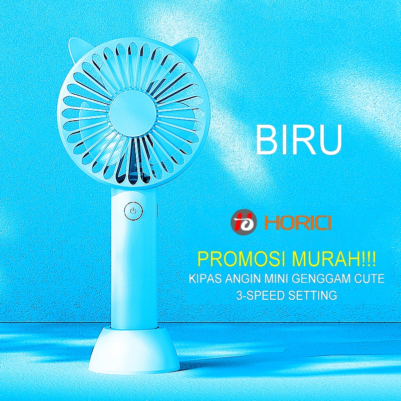 PROMOSI MURAH!!! KIPAS ANGIN MINI GENGGAM CUTE / KIPAS LIPAT PORTABLE / MINI FAN-BIRU
