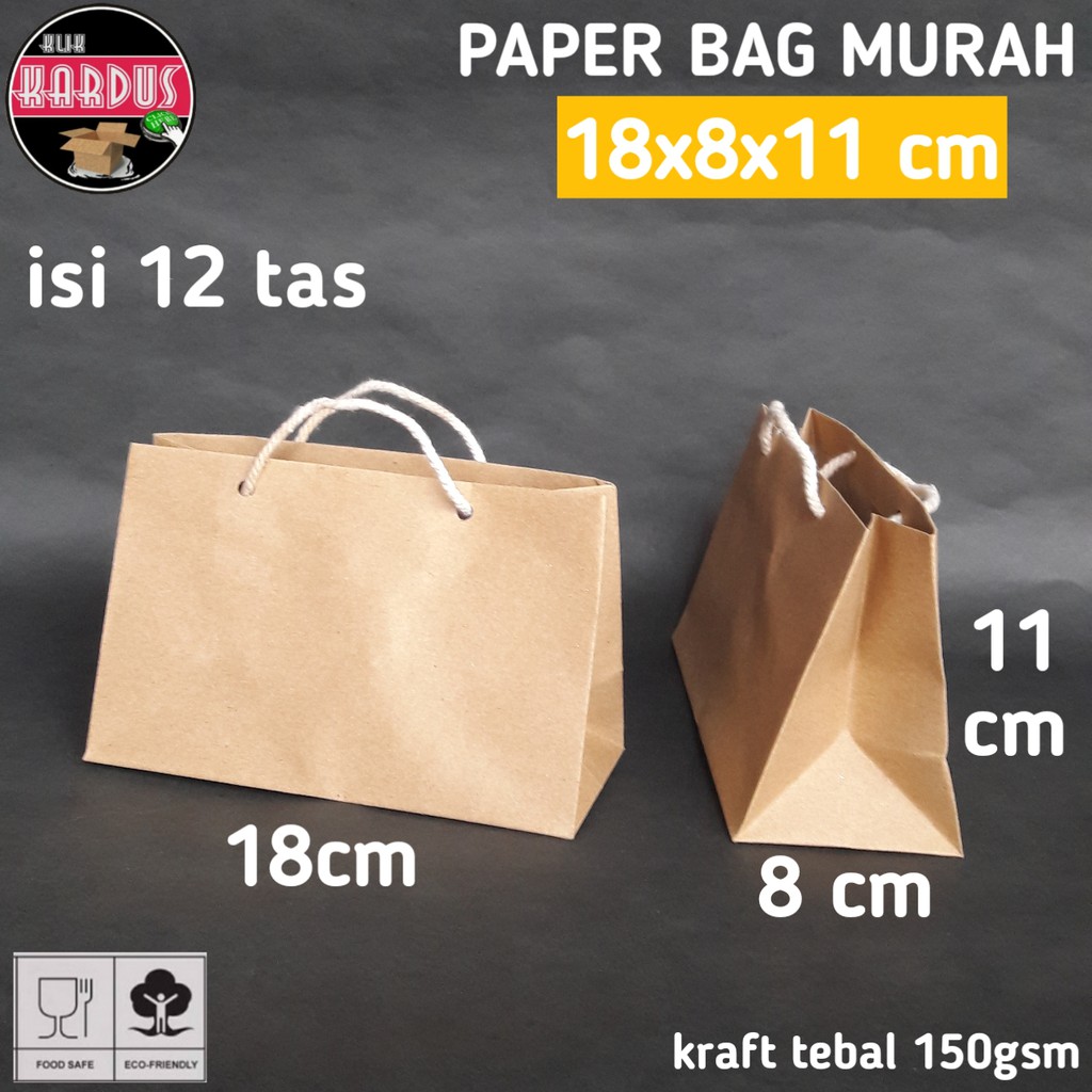 

isi 12 paperbag kosmetik 18x8x11 / tas kertas murah / paper bag kecil