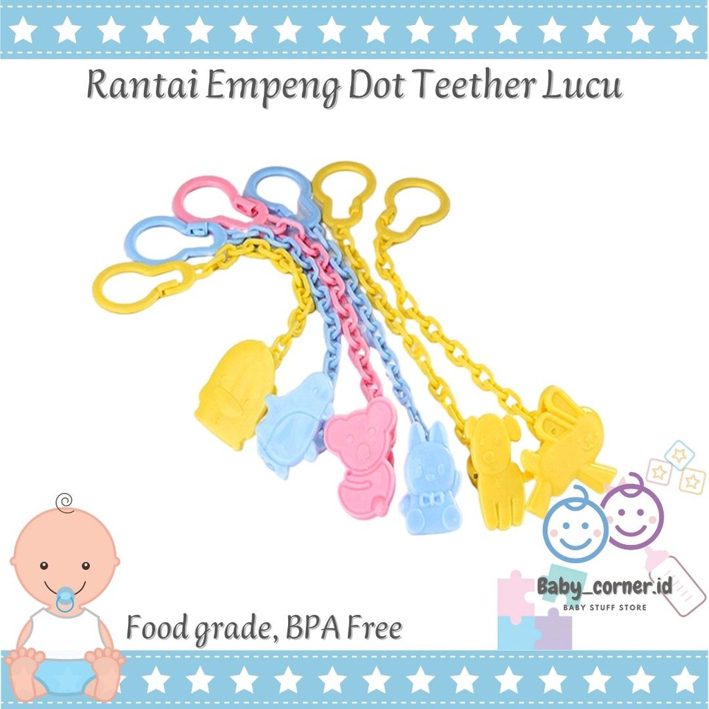 Rantai empeng bayi | tali gantungan dot empeng | klip penjepit lucu teether gigitan bayi