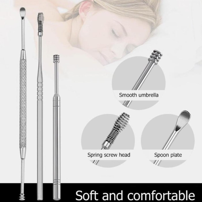 Alat Pembersih Telinga Stainless Korek Kuping Ear Wax Picker 7 PCS