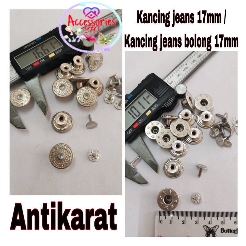 kancing jeans 17 mm anti karat / kancing jeans 17mm bolong / 100sets