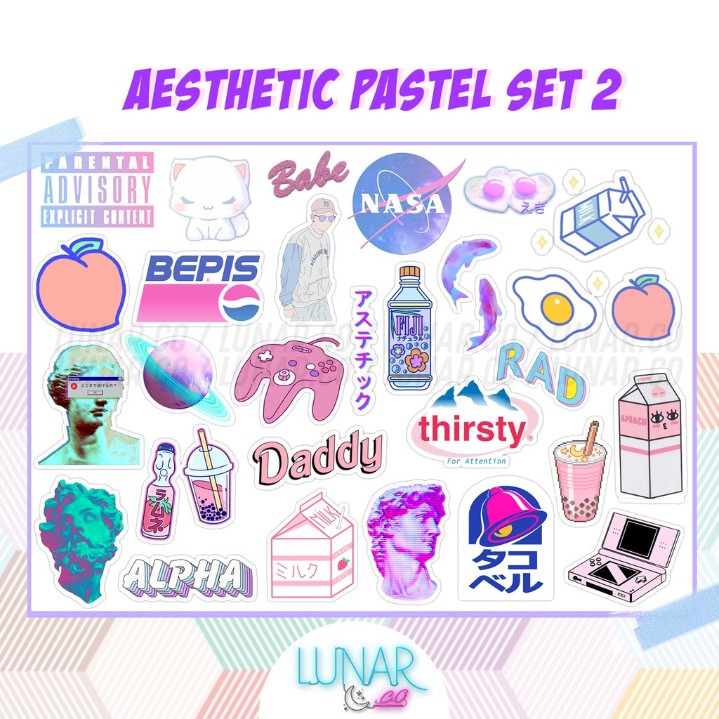 Aesthetic Pastel Set 2 / Vaporwave - Tumblr Sticker / Stiker Tumblr