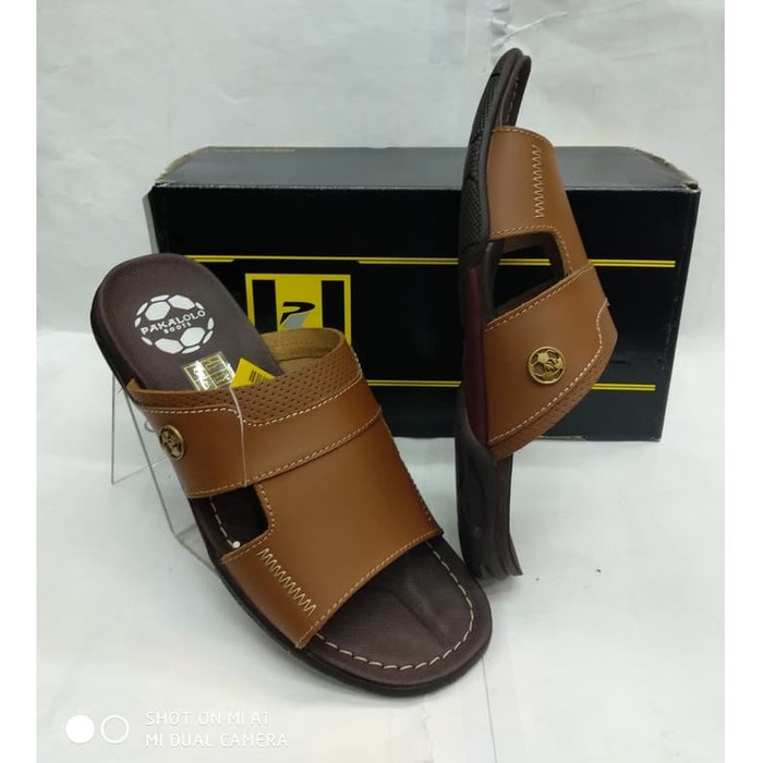 Sandal kulit pakalolo N 0935 tan sendal casual pria ori